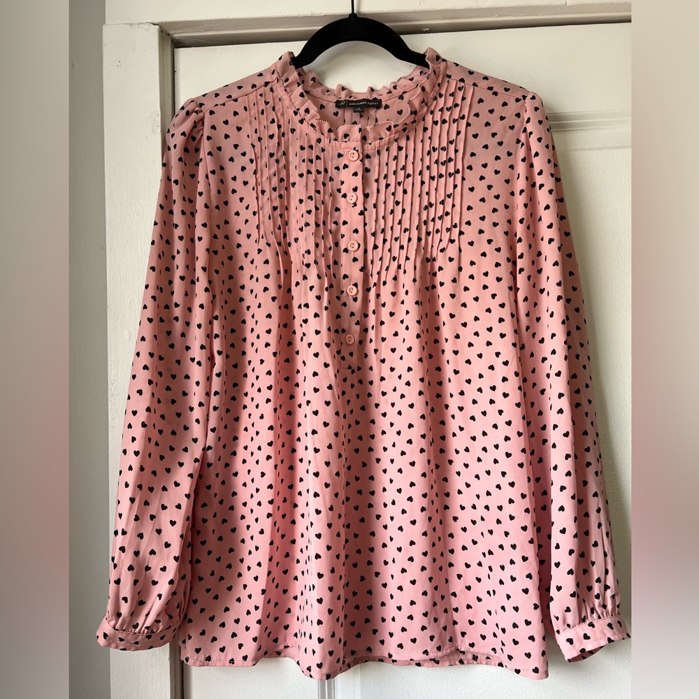Adrianna Papell Pink Heart Blouse Size XS